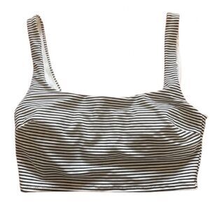 Aerie Scoop-Neck Bikini Top Featuring Thin Straps & Striped Pattern Size Small